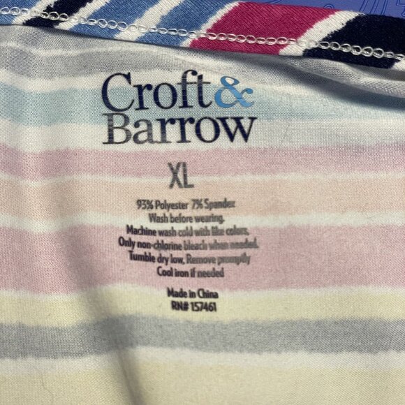 Croft & Barrow Striped Top Women XLarge Colorful Rainbow Casual Travel Stretch - Picture 9 of 9